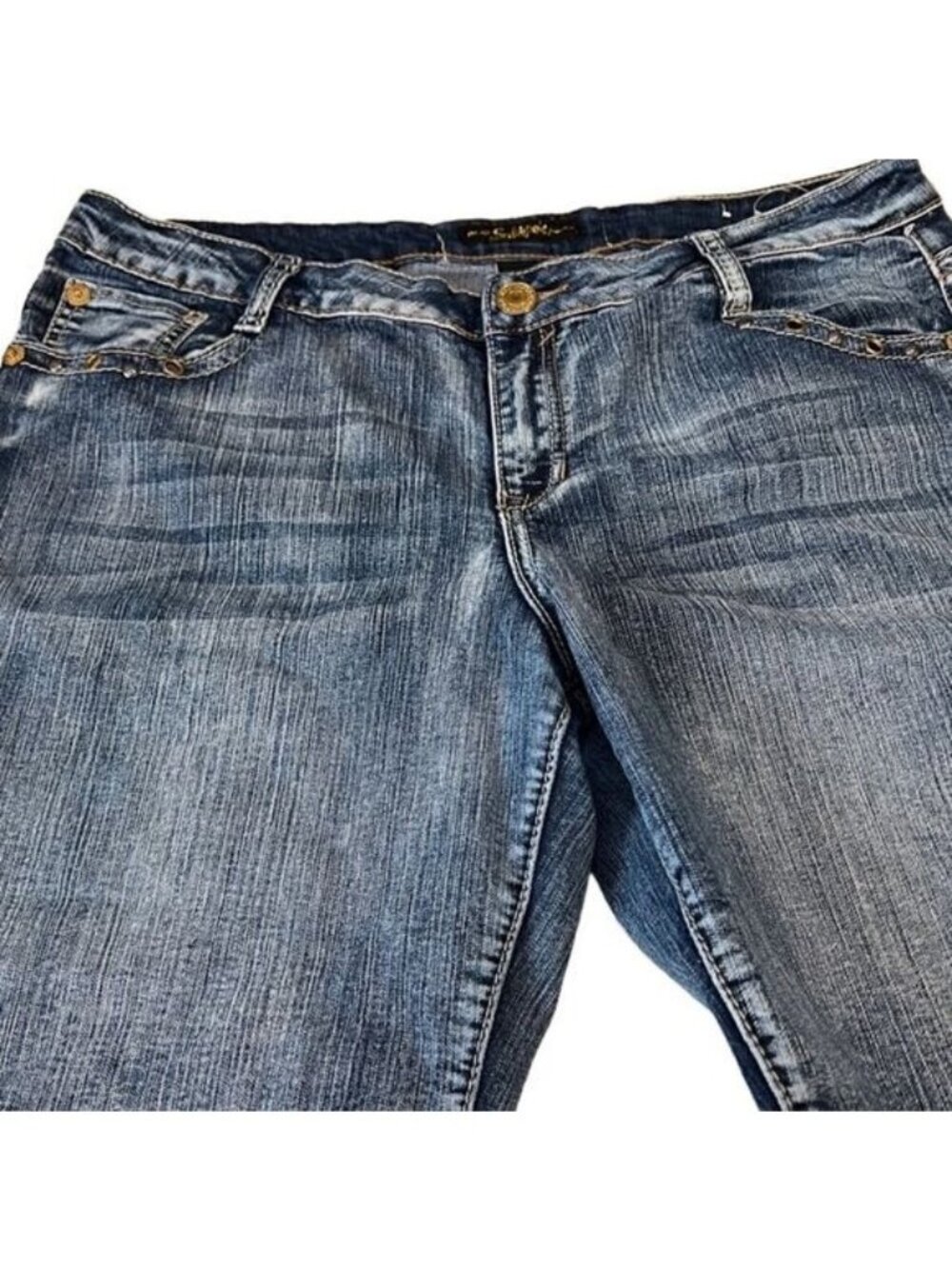 South Pole Jeans Co Distressed Hem Stitch Detail Denim Shorts Size 15